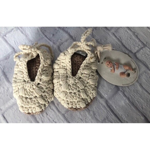 So Loved So Blessed size 0-6M Knit Booties Cream NEW - Picture 1 of 4